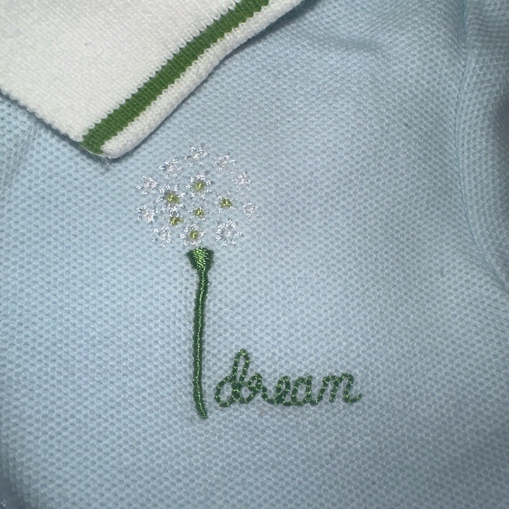 Gymboree Light Blue Sweater with Green Embroidery
